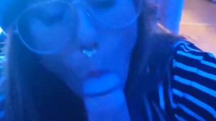 Raver Slut Sucks Huge Cock
