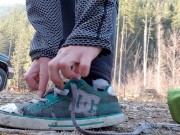 Removing My Wet Soggy Shoes After Our Hike 2/16