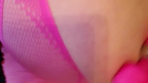 Chubby nerd girl fucks herself with pink vibrator