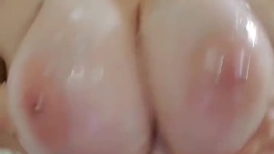 Massaging my big pierced oily tits for you! Want to help?