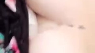 Bbw plays with tits outside 