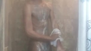 Young hung BBC gets soaped up and dries off