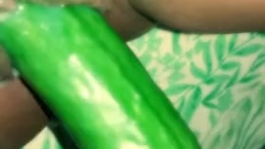 FUCKING MY PUSSY WITH A HUGE CUCUMBER