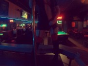 Quality time in a gentlemen's club, horny stripper bets lap dance and plays 4/16