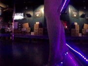 Quality time in a gentlemen's club, horny stripper bets lap dance and plays 7/16