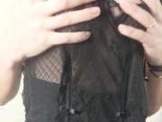 Perfect body, phat ass and big titties, trying on a sexy black lingerie. 10/16