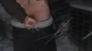 Outside in the snow with my big dick out in public. 