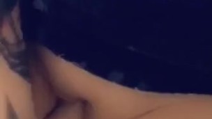 girl with tattoos fucking her dildo