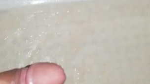 Guy Jerking off & Cumming for you in the Shower, Uncircumcised Cock POV
