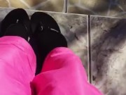 @tici_feet IG tici feet taking off my socks showing feet red toes