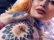 Fermercury plays with her big pierced tattooed tits in close up. Find me in onlyfans as fermercury