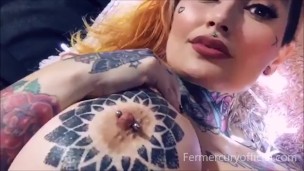 Fermercury plays with her big pierced tattooed tits in close up. Find me in onlyfans as fermercury