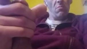 Playing with my balls and jerking off w/cumshot