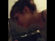 Slutty college student holds back moans to avoid parents during quarantine 1/16