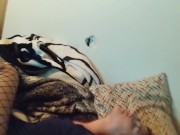 Slutty college student holds back moans to avoid parents during quarantine 13/16