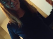 Slutty college student holds back moans to avoid parents during quarantine 14/16