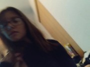 Slutty college student holds back moans to avoid parents during quarantine 16/16