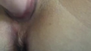 Making my pussy super wet with huge natural dildo