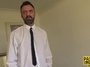 Riding and throating chubby sub spidergagged 4/16