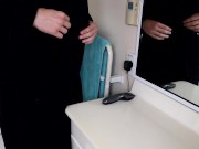 MUSCULAR GUY SHAVES BALLS IN BATHROOM THEN WANKS THICK COCK SHOOTS CUMLOAD!