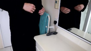 MUSCULAR GUY SHAVES BALLS IN BATHROOM THEN WANKS THICK COCK SHOOTS CUMLOAD!