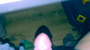 Huge unload under desk during voice sex with my bf Josh
