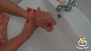 You have to wash your hand until no color on your hand - #SCRUBHUB Thailand