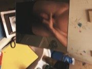 Playing with my cock in the mirror!