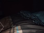 Horny wife rides and wakes up husband in the middle of night. Creampie 1/16