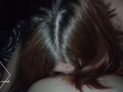 Horny wife rides and wakes up husband in the middle of night. Creampie 2/16