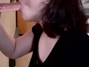 Sucking and gagging on a dildo 4/16