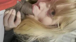 Blond teen blowjob wife outdoor
