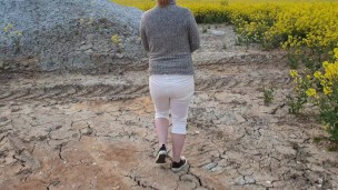 Alice wetting her pee stained white jeans in nature (from our compilation)