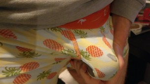 Daddy masturbates into his underwear