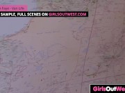 Girls Out West - Hairy cuties enjoy rimming and cunnilingus 1/16