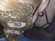 Teen slave slut take dick in mouth. Sucks cock with pleasure. BDSM. Part 6.