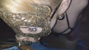 Teen slave slut take dick in mouth. Sucks cock with pleasure. BDSM. Part 6.