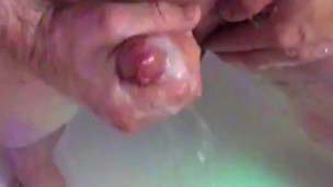 Uncut cock getting lathered up in the shower while jerking off until I Cum