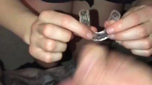 MILF’s Nightguard is removed from mouth,Cum filled & put back to Cum Kiss. 