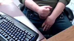 Jerking Off My Cock at Work, While on Zoom. Big Cum Shot at the End.