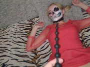Long anal beads deep in teen girl ass. Deep anal training. Gonzo. 60fps. 4/16