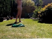 Drinking and smoking naked in garden for neighbour to see 