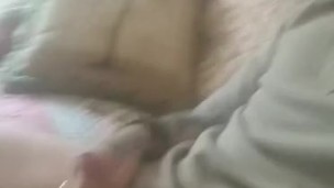 Hot bearded muscular guy jerking off and cum