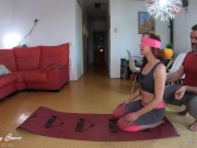 My teacher cheats on me with a sensory yoga session and fill my pussy 4/16