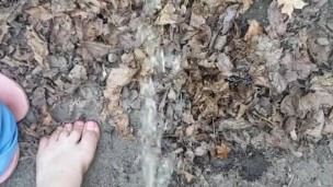 Girl Desperate To Piss So Goes Outside 