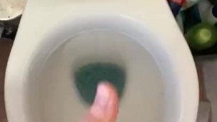 Wanking my cock in the bathroom with huge cumshot 