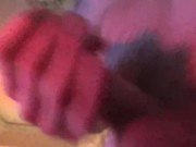 Close up cock view of guy jacking off watching Porn, with hot Cumshot!