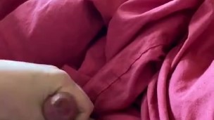 Masturbating My hard wet cock with big cumshot and moaning 