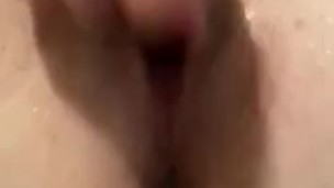 Pussy squirting from glass toy