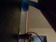 Milf fucks big dick against the wall